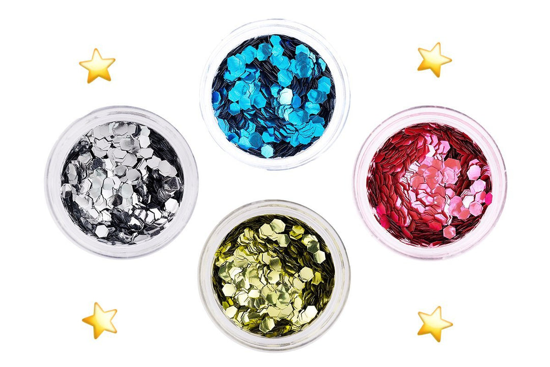 4 Pack - Chunky Silver, Gold, Blue & Rose Biodegradable Glitter - Dust & Dance